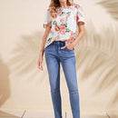 EMERY ROSE Blusa con estampado floral de manga farol