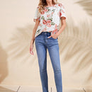 EMERY ROSE Blusa con estampado floral de manga farol