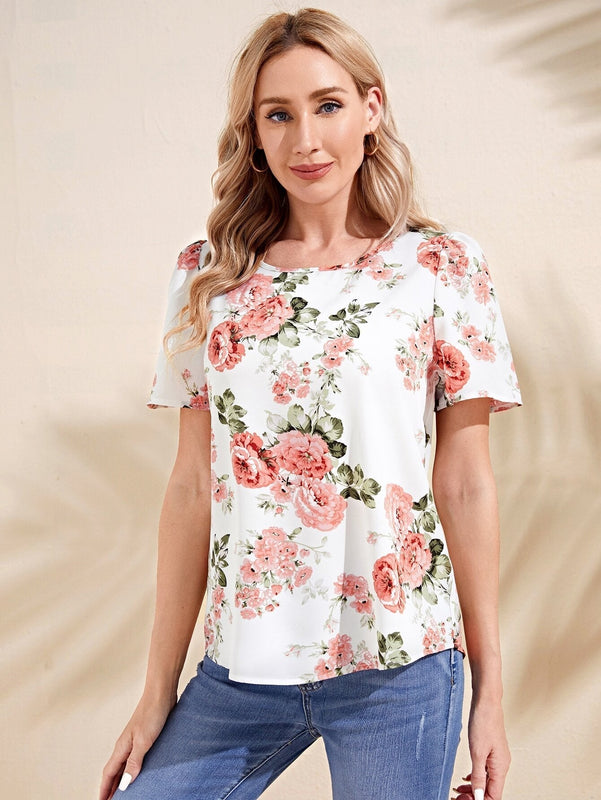 EMERY ROSE Blusa con estampado floral de manga farol