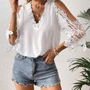 VCAY Blusa con encaje en contraste de hombros descubiertos