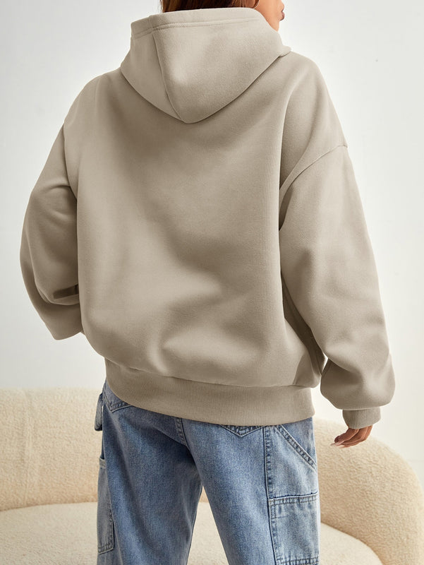 Ezwear sudadera informal con capucha y bolsillo con estampado de letras, para otono/invierno
