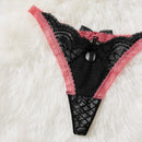 Ropa Interior De Tanga Con Encaje Y Lazo Para Mujer