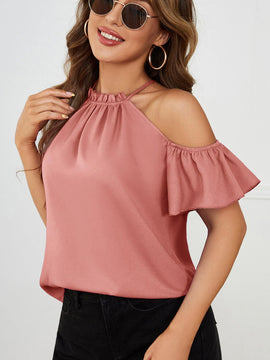 Clasi Blusa ribete fruncido de hombros descubiertos