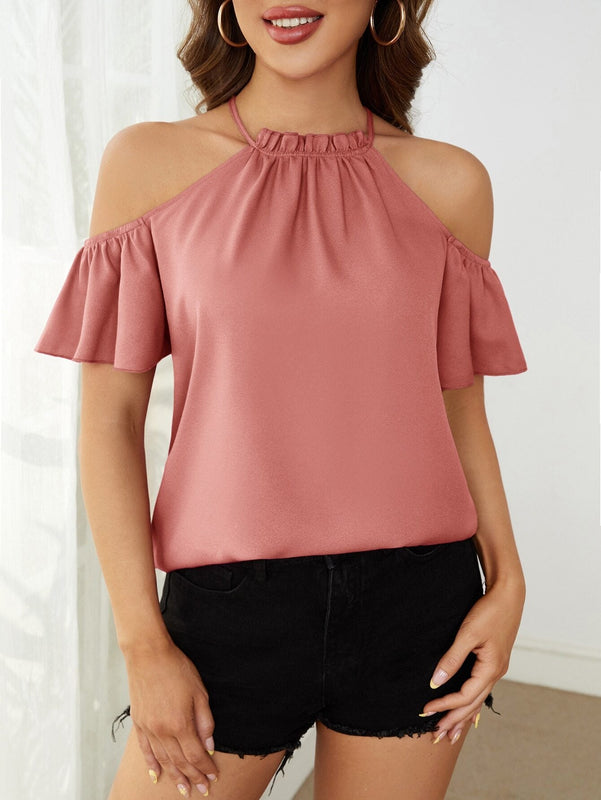 Clasi Blusa ribete fruncido de hombros descubiertos