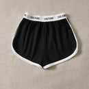 EZwear Shorts de cintura con cinta con letra ribete en contraste