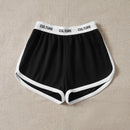 EZwear Shorts de cintura con cinta con letra ribete en contraste