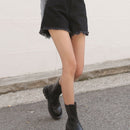 DAZY Shorts en mezclilla de talle alto bajo crudo