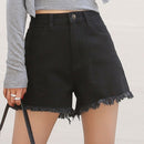 DAZY Shorts en mezclilla de talle alto bajo crudo