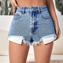 Shorts en mezclilla con lavado bajo crudo