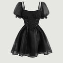 MOD Vestido con cordon delantero de manga farol