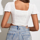 VCAY Camisa crop girante delantero de manga mariposa
