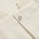 DAZY Blusa De Encaje Guipure Con Mangas Abullonadas Y Botones En La Parte Delantera