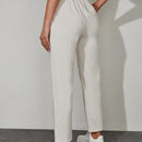 Pantalones unicolor con bolsillo oblicuo de cintura con cordon
