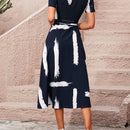 Prive Vestido cruzado con estampado de pincelada con cinturon