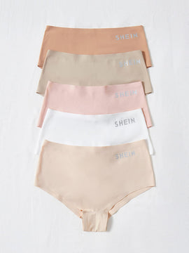 5 piezas Bragas con estampado de letra invisible