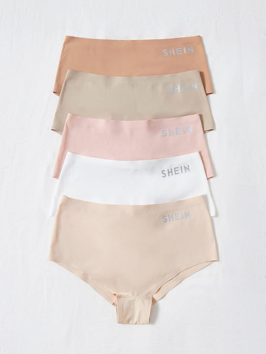 5 piezas Bragas con estampado de letra invisible