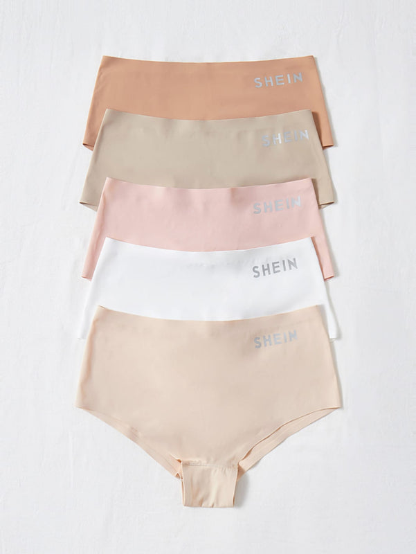 5 piezas Bragas con estampado de letra invisible