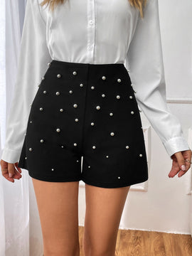 Prive Shorts con cuenta de perla de talle alto
