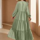 Frenchy Vestido de cuello con cordon de manga farol bajo con fruncido
