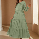 Frenchy Vestido de cuello con cordon de manga farol bajo con fruncido