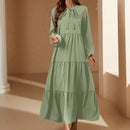 Frenchy Vestido de cuello con cordon de manga farol bajo con fruncido