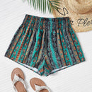 VCAY Shorts con estampado de paisley de cintura fruncido