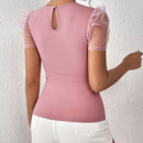 Prive Camiseta de malla en contraste ribete en abanico de manga farol