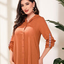 Modely Vestido con capucha con estampado geometrico de manga enrollada