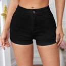Shorts en mezclilla con boton bajo de doblez