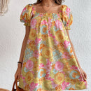 WYWH Vestido con estampado floral de manga farol