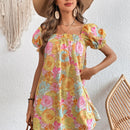 WYWH Vestido con estampado floral de manga farol