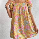 WYWH Vestido con estampado floral de manga farol