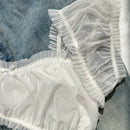 Sujetador Bralette Con Ribete De Volantes Y Copas Fruncidas