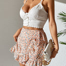 VCAY Skort con estampado floral con nudo lateral ribete con fruncido