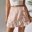 VCAY Skort con estampado floral con nudo lateral ribete con fruncido