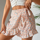 VCAY Skort con estampado floral con nudo lateral ribete con fruncido