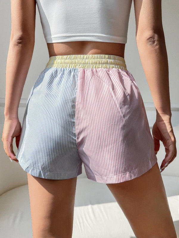EZwear Shorts con estampado de rayas de cintura con cordon