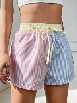 EZwear Shorts con estampado de rayas de cintura con cordon
