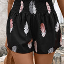 VCAY Shorts con estampado de pluma de cintura elastica