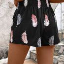 VCAY Shorts con estampado de pluma de cintura elastica