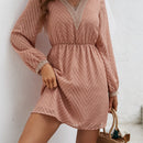 VCAY Vestido con encaje de manga farol sin cinturon