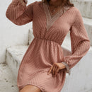 VCAY Vestido con encaje de manga farol sin cinturon