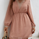VCAY Vestido con encaje de manga farol sin cinturon
