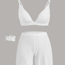 Leisure Juego De Bralette Y Pantalones Cortos Y Scrunchie Suave Y Transpirable En Forma De Triangulo-blanco