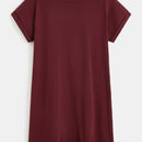 BASICS Vestido camiseta unicolor algodon manga enrollada