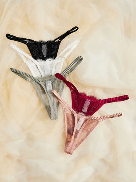 Underwear&sleepwear basics 5 paquete de ropa interior de encaje floral con lazo en la parte delantera