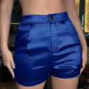 SXY Shorts de talle alto de saten