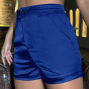 SXY Shorts de talle alto de saten