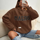 Ezwear sudadera informal con capucha y bolsillo con estampado de letras, para otono/invierno