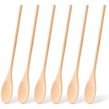Cuchara de madera de mango largo para cocinar y mezclar ovalada, cuchara de madera larga para probar, cuchara de cocinar grande.